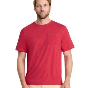 IZOD Men's Saltwater Soft Wash Pocket Crew T-Shirt Glossy Red Size XXL Tee